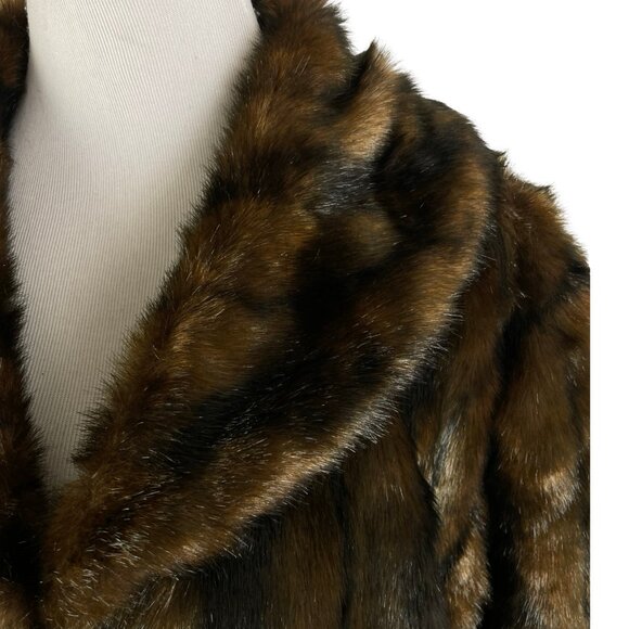 CEJON Faux Fur Jacket Short Length Brown Black Hidden Fasteners Not Worn… - Picture 2 of 6